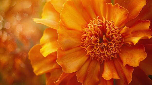La fleur de marigold magique en gros plan dans le détail macro