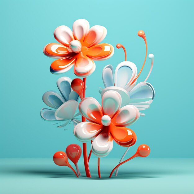 Photo fleur minimale abstraite de style dessin animé à double vision 3d dans l'abstraction créative