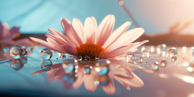 Une fleur avec le mot pluie dessus