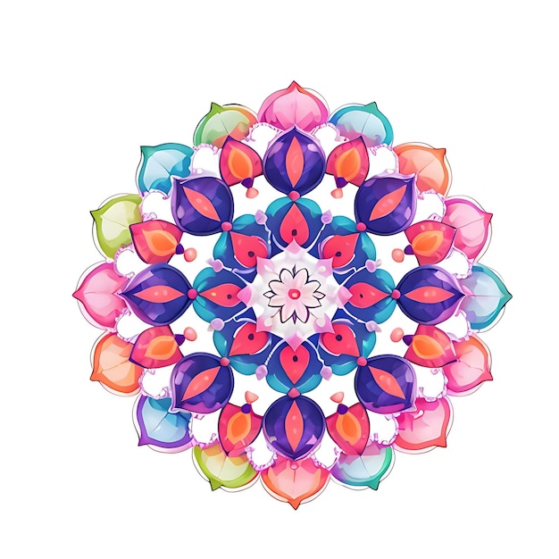 Fleur de motif Stark de couleur abstraite de mandala avec fond blanc ai générative