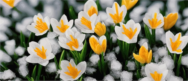 Fleur de neige Fleur sauvage de printemps Belle herbe de la nature Croquis de branche de fleur de lumière de neige Plante à fleurs