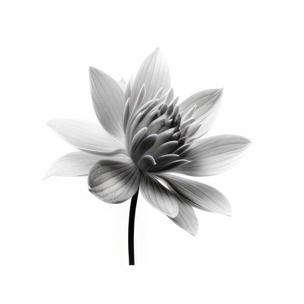 Une fleur noire et blanche avec une tige noire.