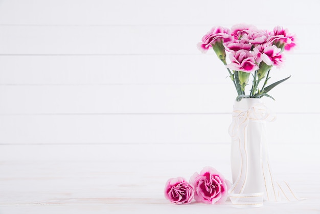 Fleur d'oeillet rose dans un vase