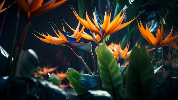 Fleur d'oiseau de paradis dans la forêt Ai généré