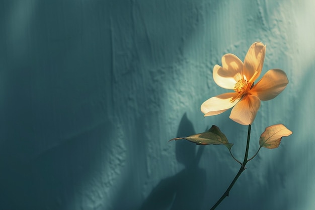 Photo une fleur avec une ombre sur le mur et l'ombre d'un arbre