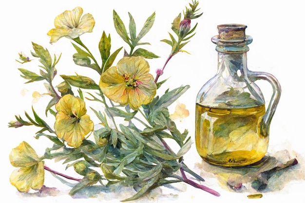 Fleur d'onagre et style aquarelle à l'huile Illustration