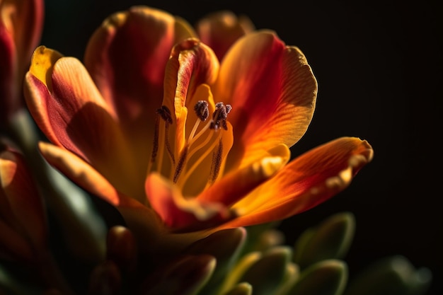 Une fleur orange et jaune