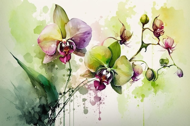 Fleur Orchidée Aquarelle