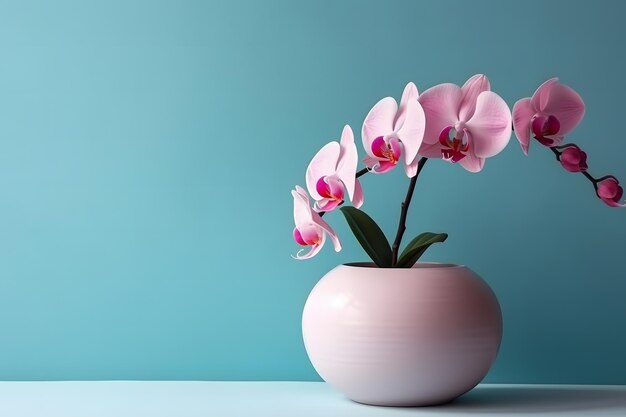 Fleur d'orchidée dans un vase rond Réseau de neurones généré par l'IA