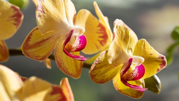 Fleur d'orchidée élégante jaune orchidées exotiques de brin d'or