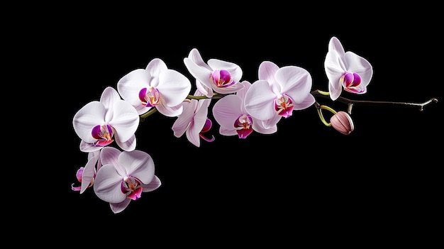 Fleur d'orchidée isolée sur fond noir