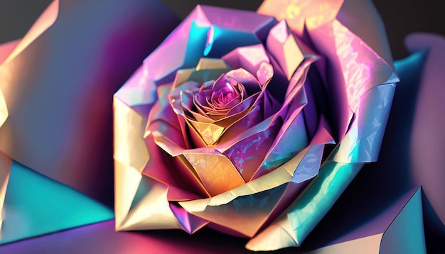 Une fleur en papier colorée réalisée par l'artiste