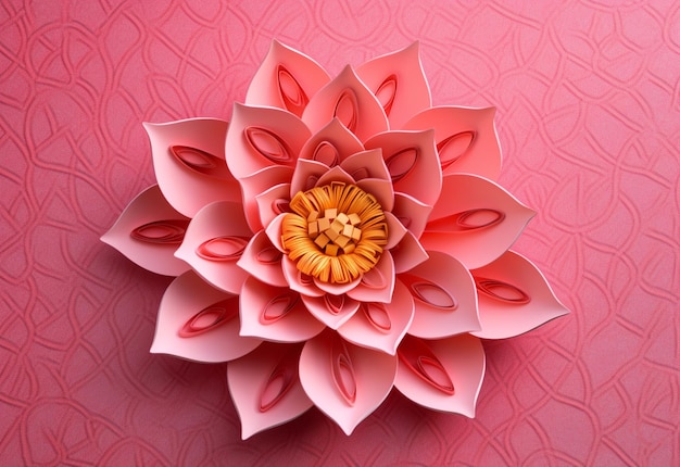 Fleur en papier rose et orange