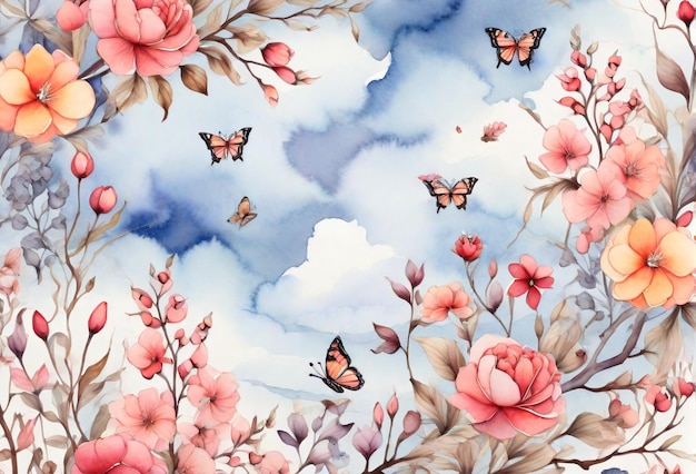 fleur amp papillons fond d'écran HD 8k papier peint Stock Image photographique