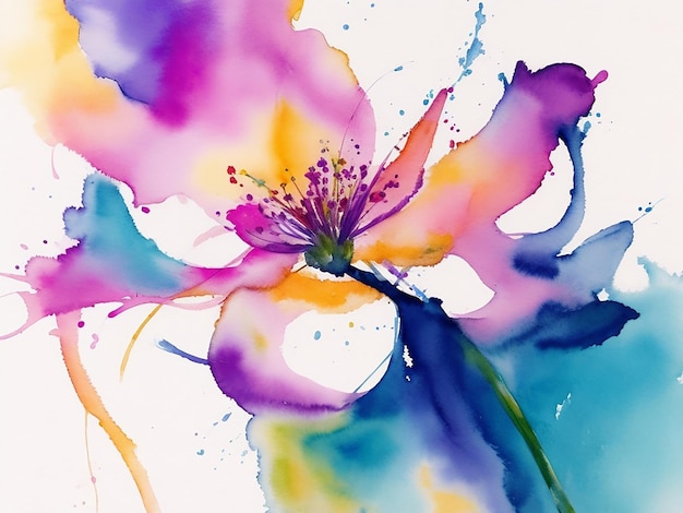 Fleur peinte à l'aquarelle abstraite