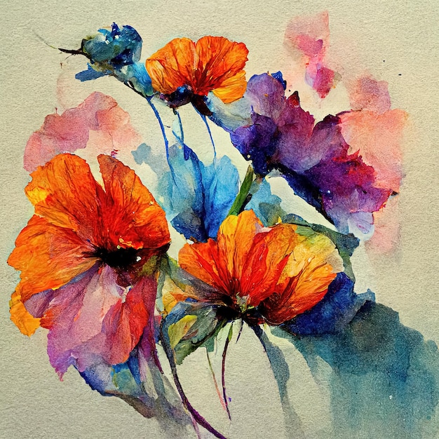 Fleur peinte à l'aquarelle dessin fleur colorée illustration florale abstraite fond d'écran