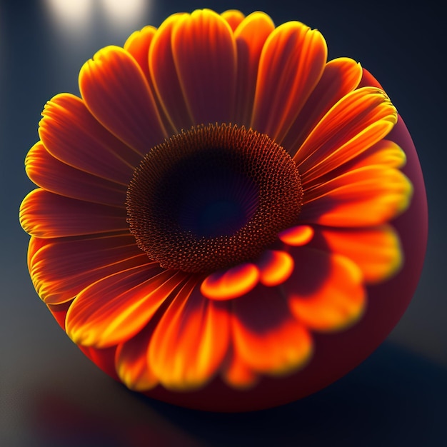 Une fleur avec des pétales orange et un fond noir