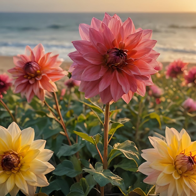 une fleur avec des pétales roses et un centre jaune