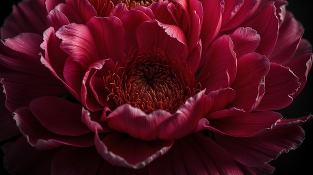 Photo une fleur de pioie se déplaçant sur un fond noir