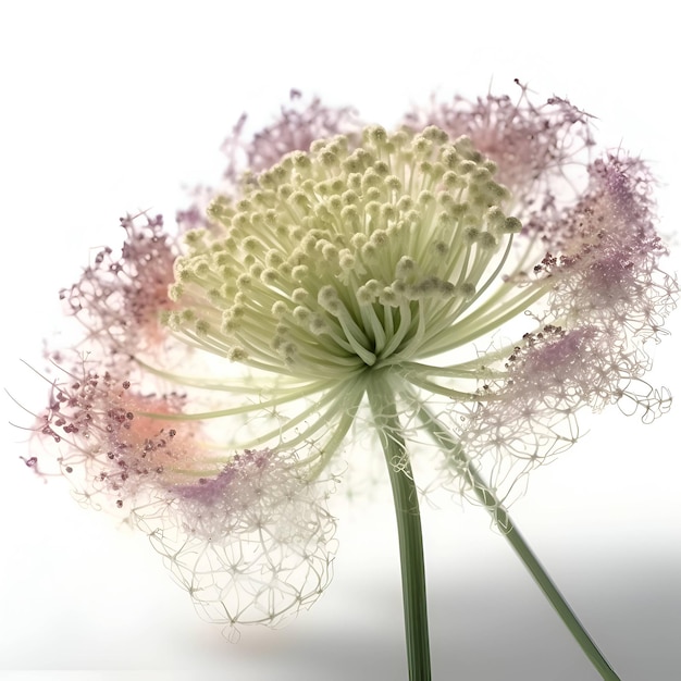Fleur d'un pissenlit isolé sur fond blanc