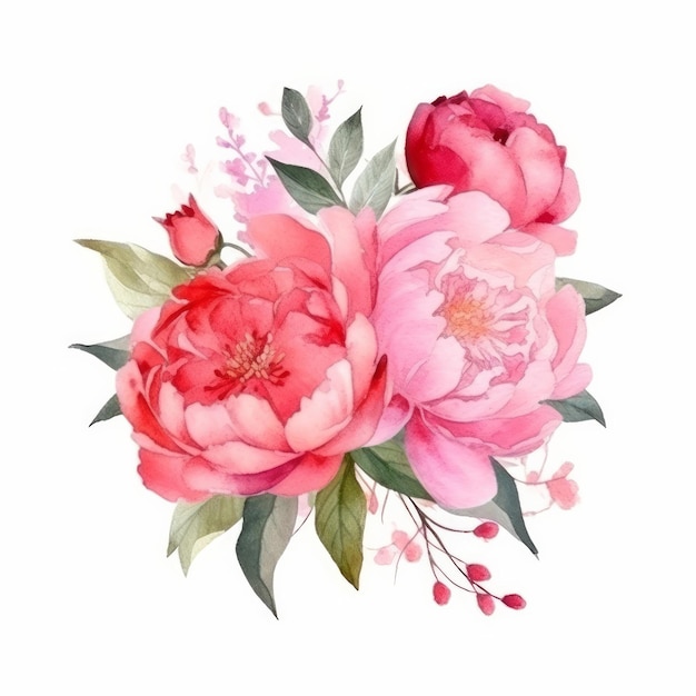 Fleur de pivoine aquarelle Illustration AI GenerativexA