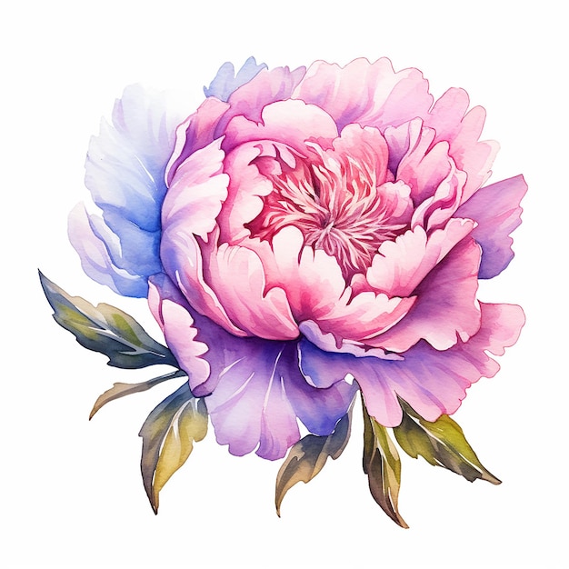 Fleur de pivoine avec un fond bleu et rose