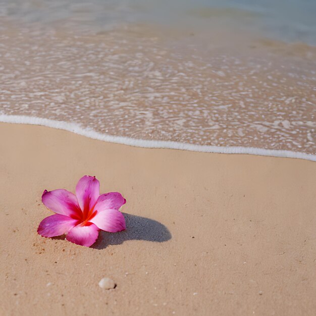 Photo une fleur sur la plage est rose et blanche