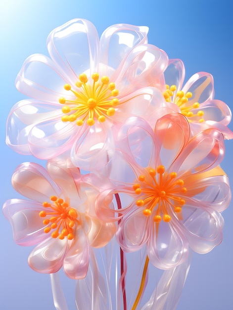 Fleur en plastique gonflable transparente