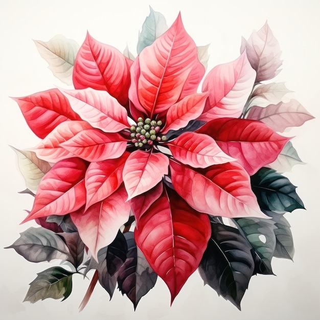 fleur de poinsettia à l'aquarelle isolée