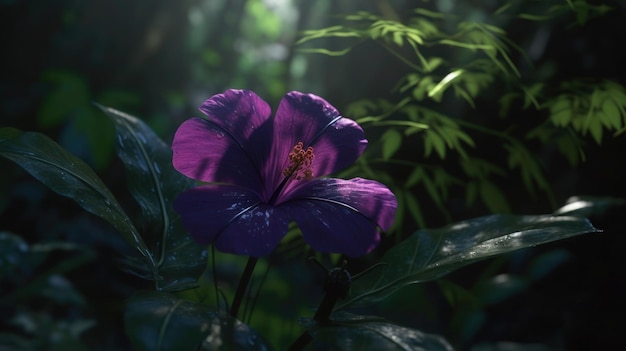 Une fleur pourpre dans la forêt