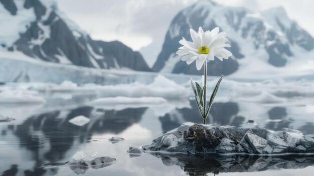 Une fleur de printemps étonnante crocus dans les montagnes dans la neigeVue de la magie fleurissant des fleurs de printemps crocus