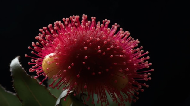 Une fleur qui a une fleur rouge dessus