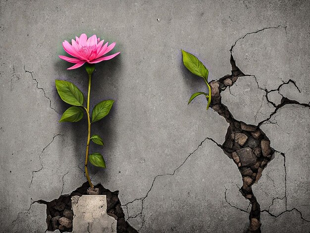 Photo une fleur qui pousse à travers une fissure dans un mur de béton