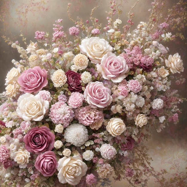 Fleur réaliste vintage modèle abstrait sans couture décoration de couleur de fond floral aléatoire