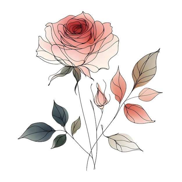 Fleur de rose à l'aquarelle