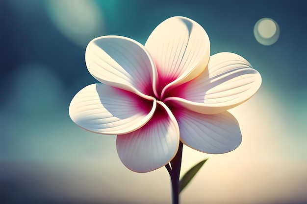 une fleur rose et blanche avec le centre rose.