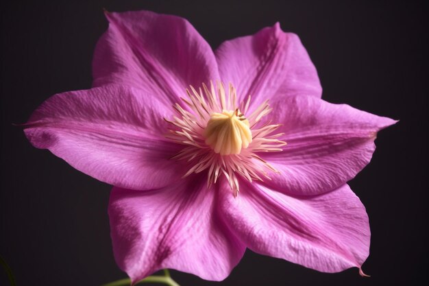 Une fleur rose avec un centre jaune