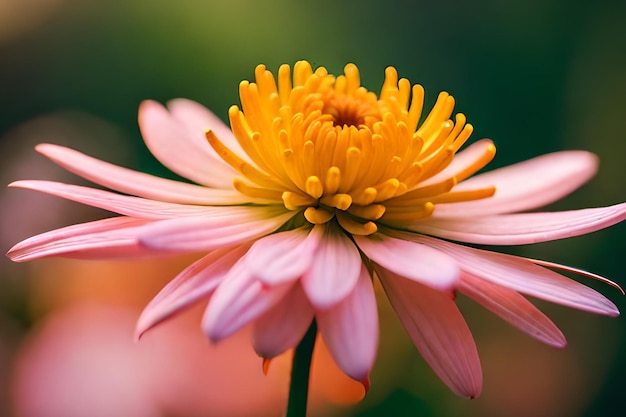 Une fleur rose avec un centre jaune