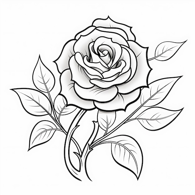 Une fleur de rose à colorier