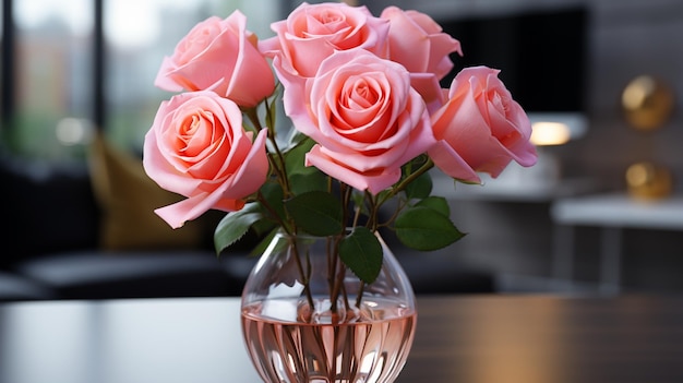 Fleur rose dans le vase sur fond blanc vue de face