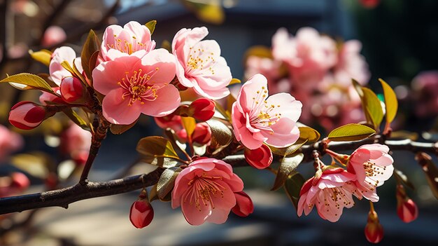 La fleur rose du sakura fleurit au printemps en gros plan La fleur de la cerise japonaise fleurit dans la nature