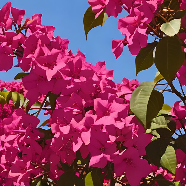 Photo une fleur rose est représentée contre un ciel bleu