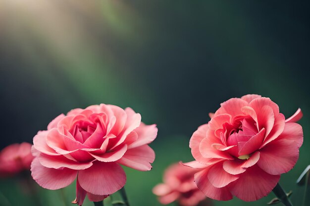 Une fleur rose sur fond vert