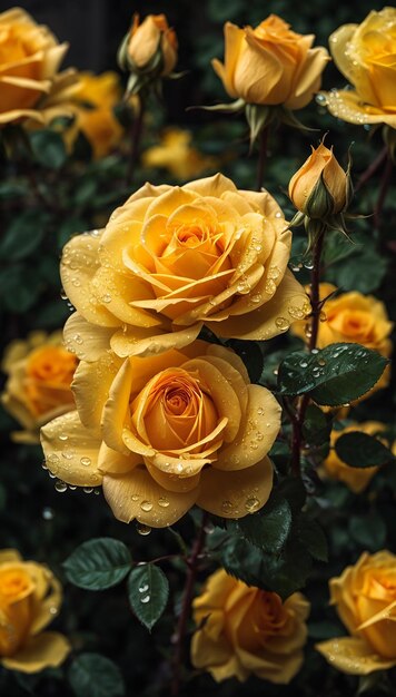 Fleur rose jaune