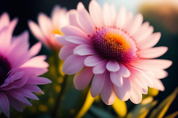 Une fleur rose avec le mot marguerite dessus