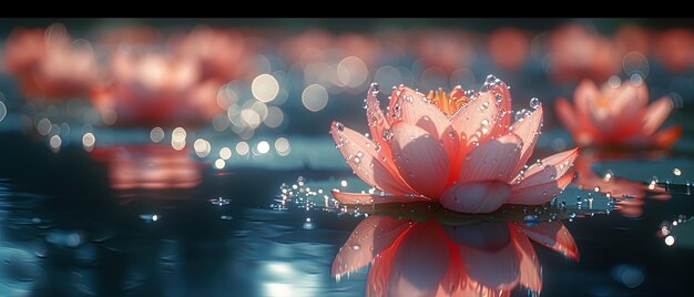 Photo une fleur rose qui flotte dans l'eau