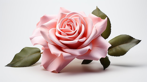 fleur de rose rose sur fond blanc