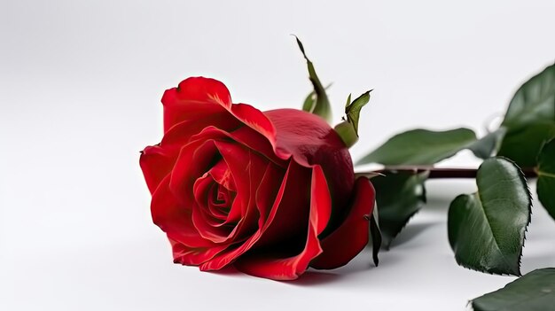 Fleur rose rouge sur fond blanc