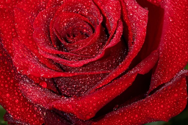 Fleur rose rouge avec des gouttes de rosée libre Une rose rouge