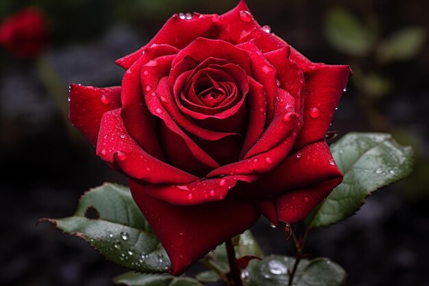 La fleur de rose rouge rayonnante de l'été génère Ai